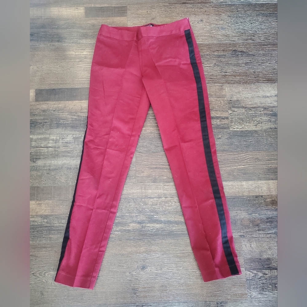 Women’s Burgundy Tuxedo-Stripe Pants – Size Small. Like NEW